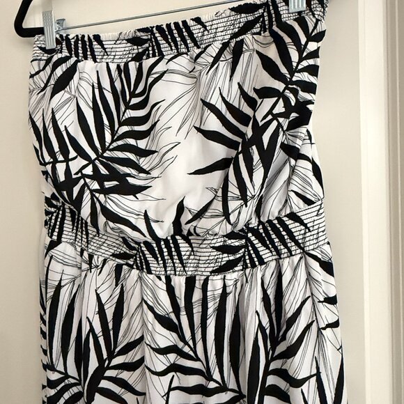 Mossimo Bamboo Leaf Print Strapless Dress White/Black XXL - Picture 4 of 10